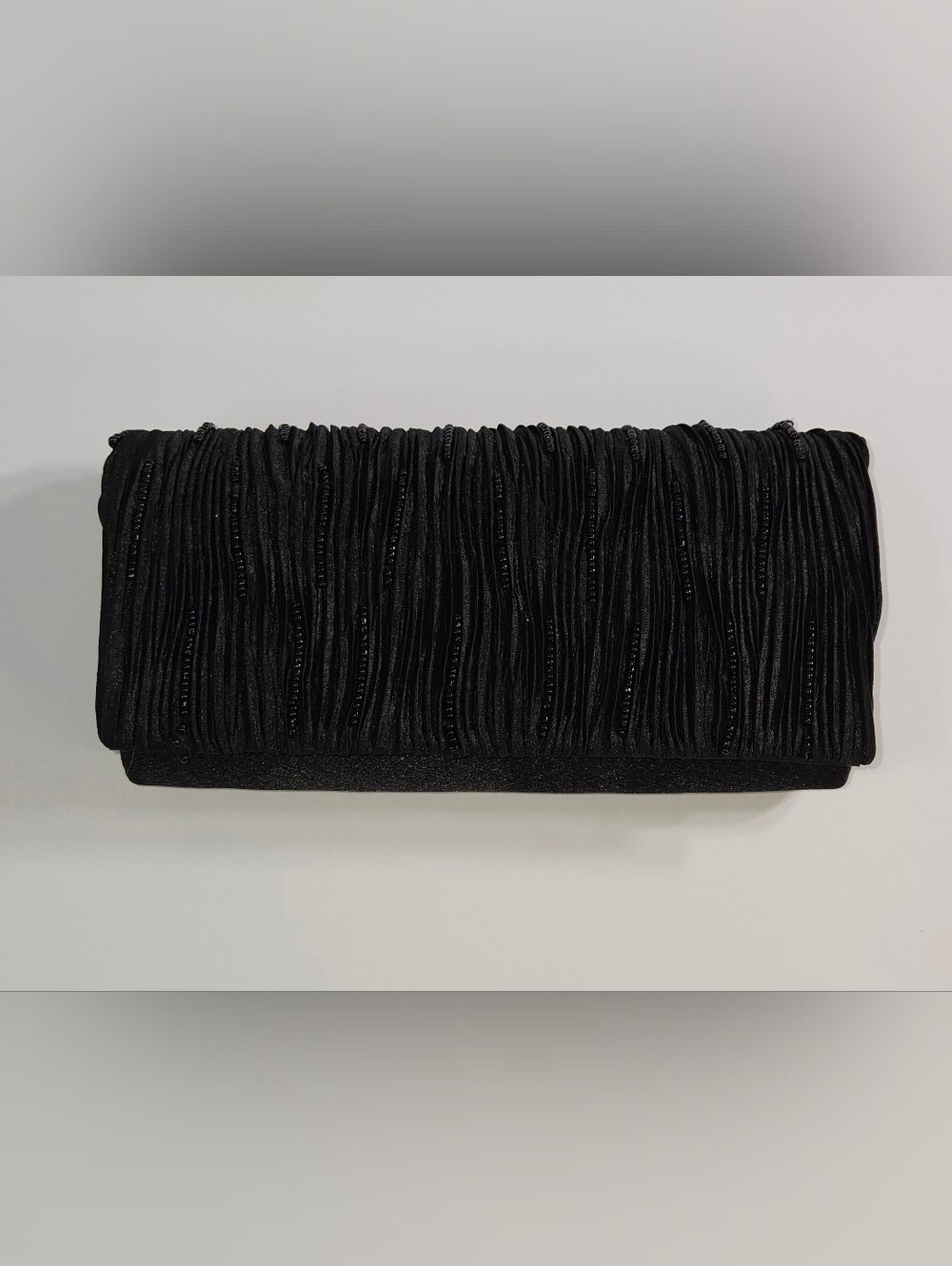 Vintage Elegant Beaded Black Clutch Bag w/Strap By Elka - Cocktail Formal